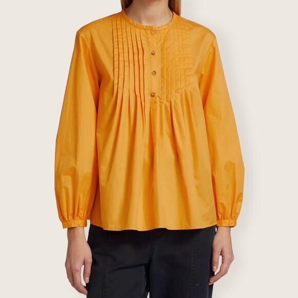 NWOT | Derek Lam 10 Crosby | August Pleated Blouse | Orange | Size 10 - Picture 1 of 16
